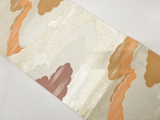 JAPANESE KIMONO / ANTIQUE FUKURO OBI / SILK / WOVEN CLOUD & FOILS